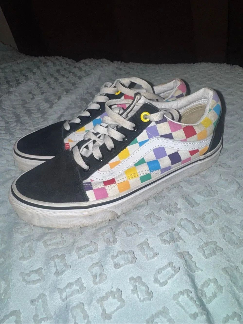 Vans multicolored checkerboard shoes size 7